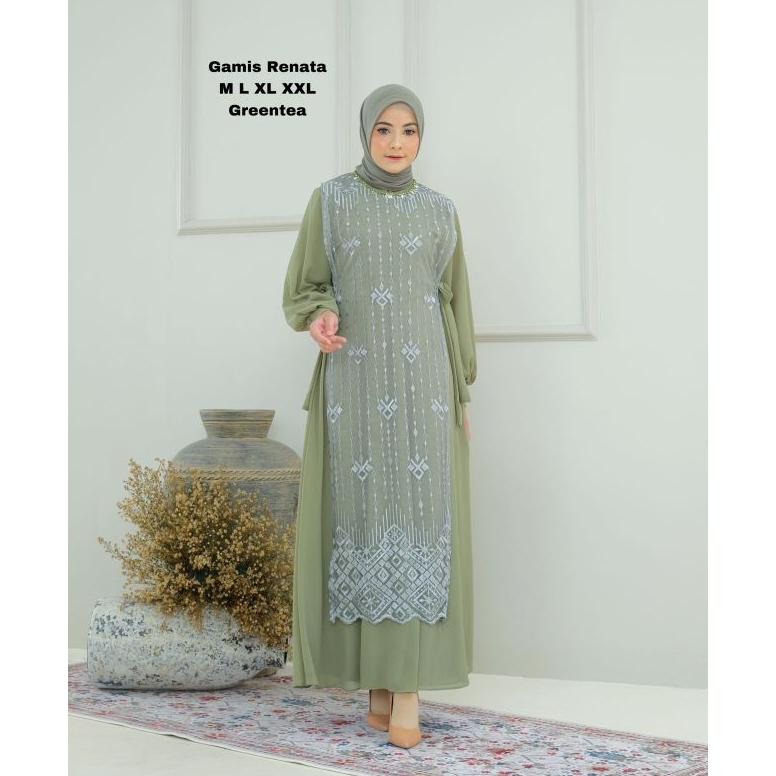 Terlaris Gamis Renata Dress Brokat Tile Ceruty Premium / Gamis Pesta Dan Kondangan / Dress Pesta Ter
