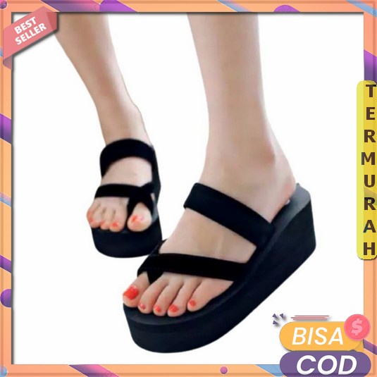 Nn 36 Wedges Kokop Tali Silang Selly 7Cm Bellagio/Sandal/Sepatu Sandal Qz - Sandal Spon Muchu Polos 
