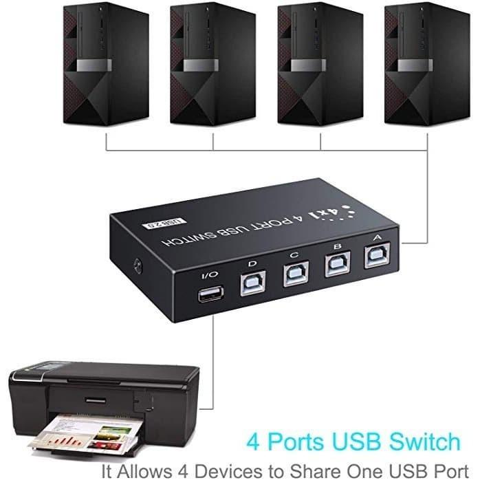 Terlaris Switch Usb Printer 4 Port Usb 2.0 Switch Cabang Konektor Kabel