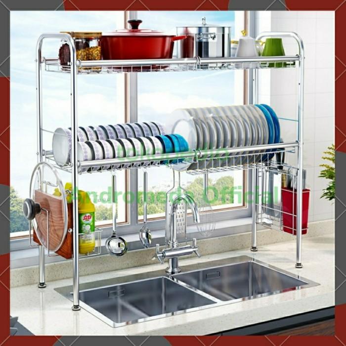Dish Dryer Rak Wastafel Peniris Piring Stainless Steel Dish Drying Rack