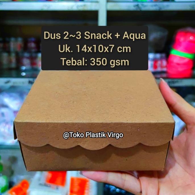 /////] Box / Kardus / Dus Snack Kue Makanan - Aqua T Coklat Polos 14x10x7 cm