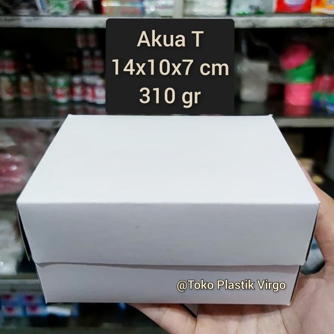 Buruan beli] Box / Kardus / Dus Snack Kue Makanan - 14x10x7 cm Aqua T Putih Coated