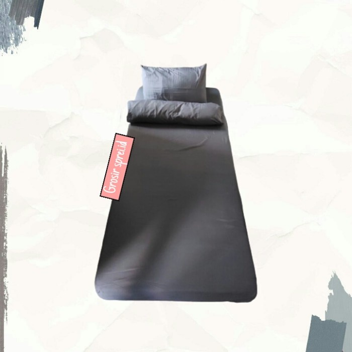 Sprei set sudut karet 90x200x20/ 100x200x20/ 120x200x20 - 90x200x20, polos abu Ready Stock