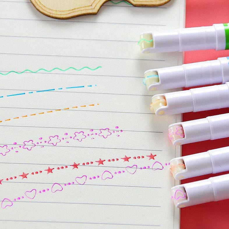 

Kiandaa 3Pcs / 6Pcs Linear Color Pen Highlighter Bermotif Stabilo Deco Jurnal Diary Cute Highlighters Bentuk Geometri Lucu