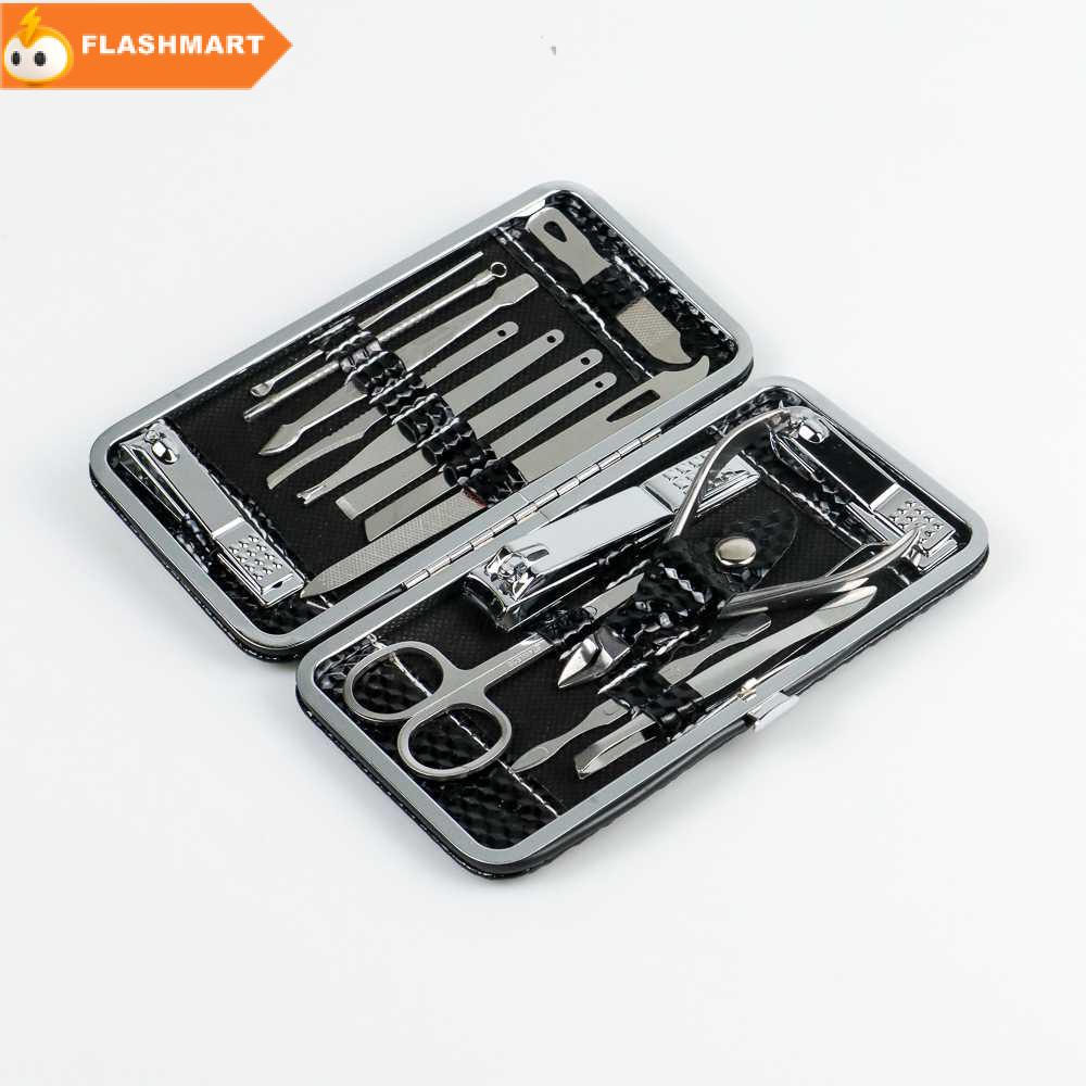 FLASHMART Set Perawatan Kuku Nail Art Manicure Pedicure 16 in 1 - MJ1096-01