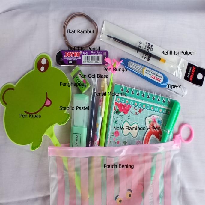 

Paket Alat Tulis Anak Sekolah Lengkap Pen Gel Karakter Notebook Flamingo Stabilo Pastel Pouch Bening