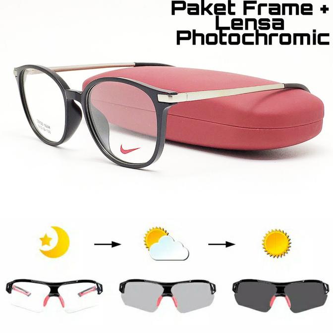 Paket Frame Kacamata Nike Rounded 8008 + Lensa Photochromic