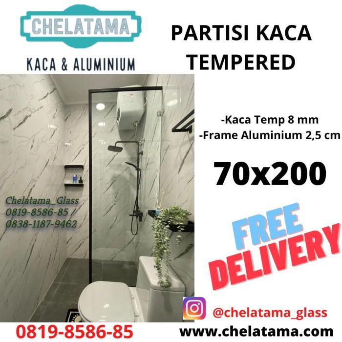 Terlaris Pembatas Kaca Kamar Mandi (95*200)-Kaca Tempered 10 Mm