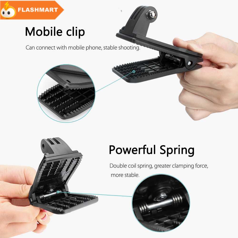 FLASHMART Vamson Clip Clamp Mount 360 Rotary + Smartphone Holder for GoPro - VP512