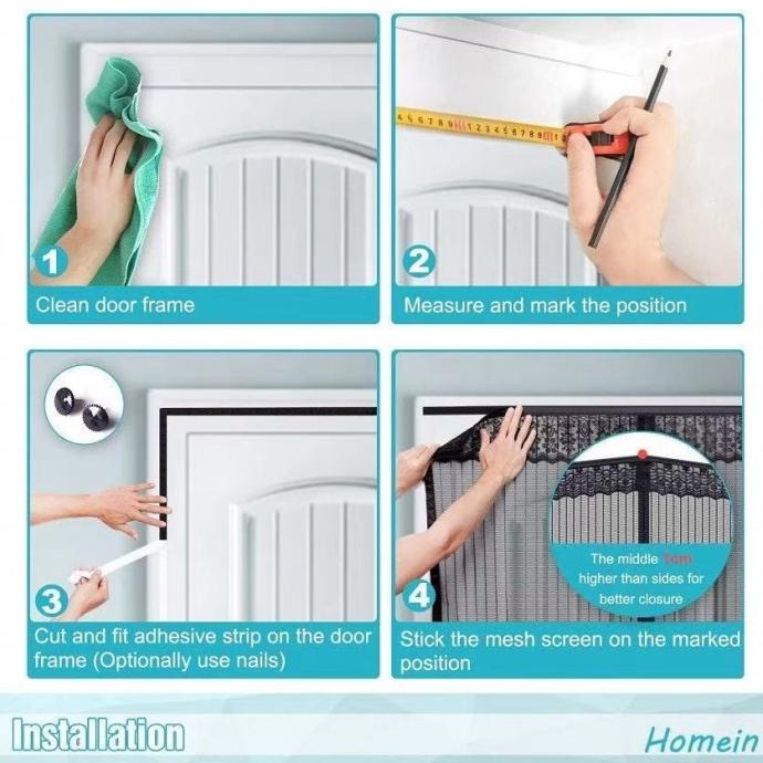 Tirai Pintu Magnet Kawat Nyamuk Magic Net Polos Tirai Anti Nyamuk