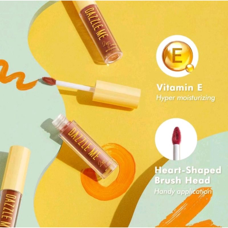 DAZZLE ME Velvet Matte Lip Cream Vitamin E Waterproof Lipstik Pigmented Tahan Lama