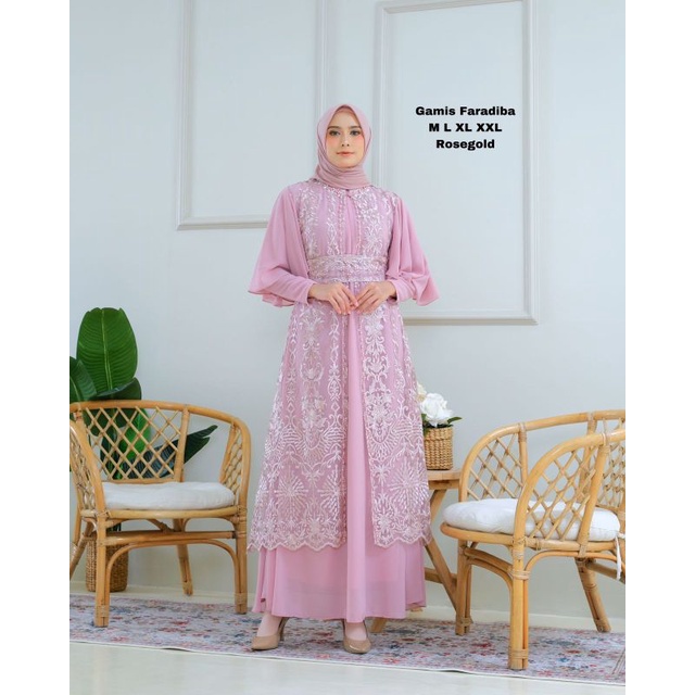 Dress Pesta Mewah| Gamis Faradiba Tile Sapto Payet Terbaru| Gamis Cardigan Lepas Pasang|