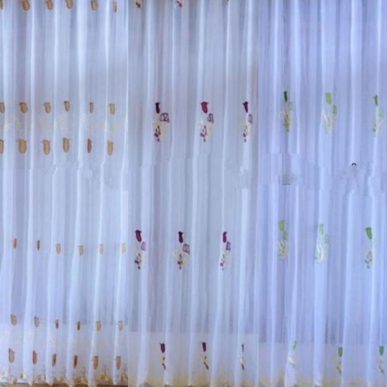 Vitrase / Dalaman gorden Bordir Tulip,Bordir Matahari dan Print mas dan Print Perak