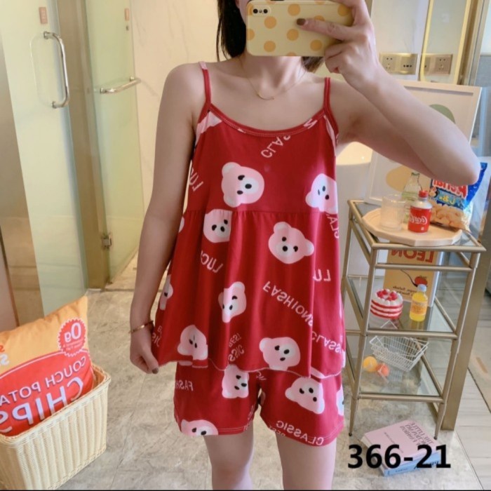 Stelan Baju Tidur Wanita set hp tank top import - maroon grosir kekinian rayon premium yang murah D2
