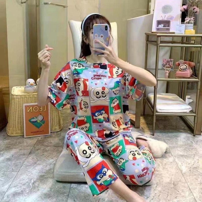 Setelan Baju Tidur Wanita  IMPORT IMPORT SET CP KARAKTER - Shinchan all size