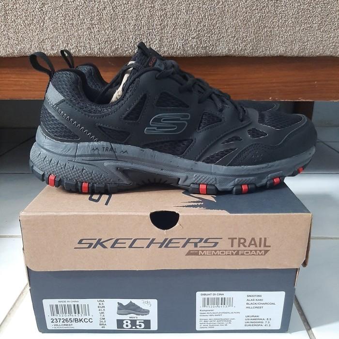 Sepatu Trail Outdoor Running Pria Skechers Hillcrest Black Original