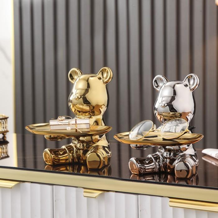 

Bear Brick Ornament Statue + Tray Key Holder Decoration Table Kualitas Terbaik