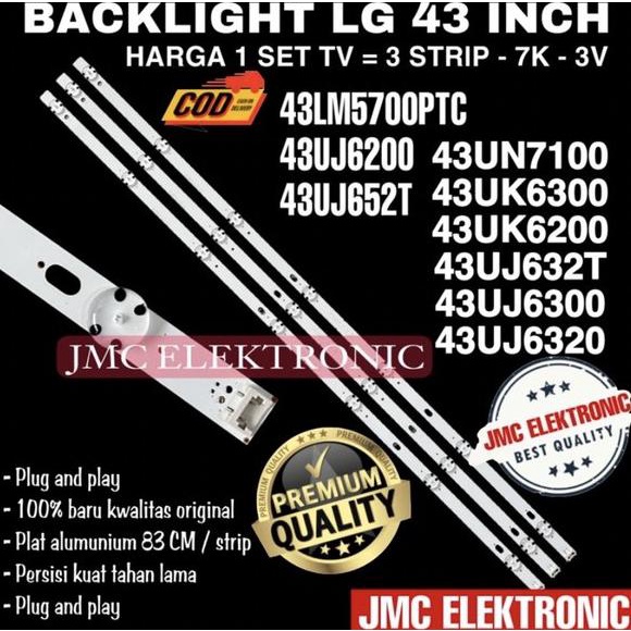 BACKLIGHT TV LED LG 43 INCH 43UN7100 43UK6300 43UK6200 43UJ632 43UJ632T 43UJ6300 43UJ6320 43UJ6200 4