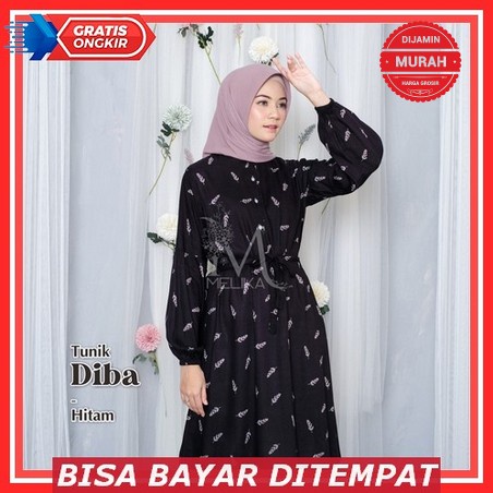 Yulianty Hijab Fashion - Atasan Long Tunik Terbaru 2022 [ M L Xl Xxl ] | Naura Midi Dress | Baju Mus