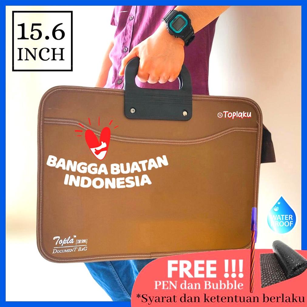 New Topla Tas Berkas Dokumen File Besar Anti Air Resleting 15.6 Inch Document Bag Tenteng Jinjing Pe