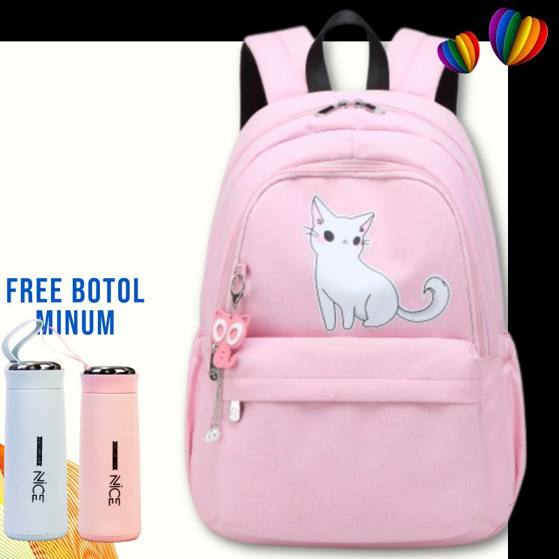 Tas Ransel Wanita Tas Ransel Sekolah Motif Kucing Tas Backpack Sekolah