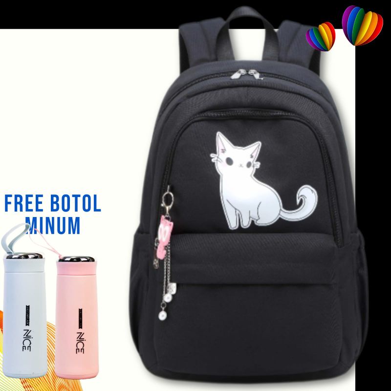 Tas Ransel Wanita Tas Ransel Sekolah Motif Kucing Tas Backpack Sekolah