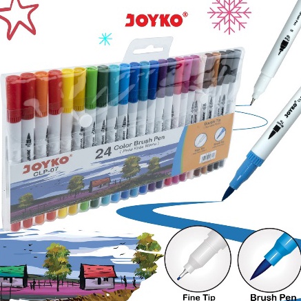 

Terbaru.. PROMO Joyko Colour Brush Pen 2 mata CLP 07 Isi 24 (set) ATD