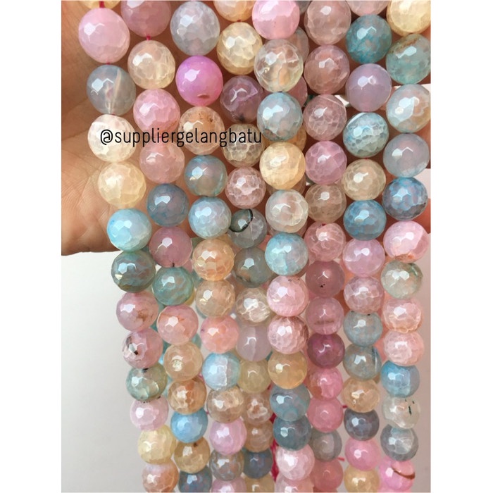 

Natural Morgan FACETED beads 14mm CUTTING batu manik candy craft impor