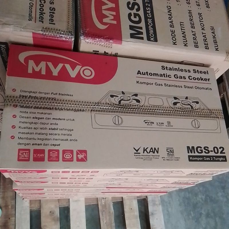 Kompor gas 2 tungku Myvo MGS-02 / kompor gas stainless steel Myvo MGS-02