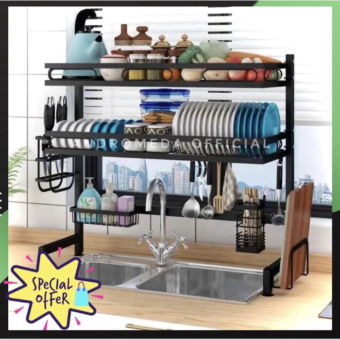Dish Dryer Rak Wastafel Pengering Piring Anti Karat Dish Drying Rack