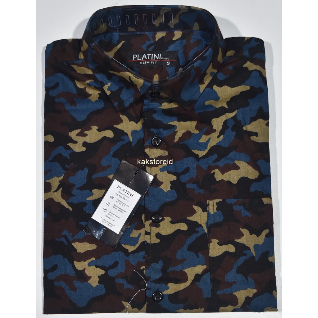 Kemeja Pria PLATINI Lengan Pendek Navy Motif Slimfit LQQ 47