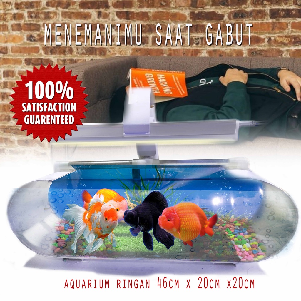 Aquarium mini ukuran 46cmx15xmx15cm bahan akrilik PVC sangat ringan dan kuat garansi 100% jika pecah EPS05 TKB3