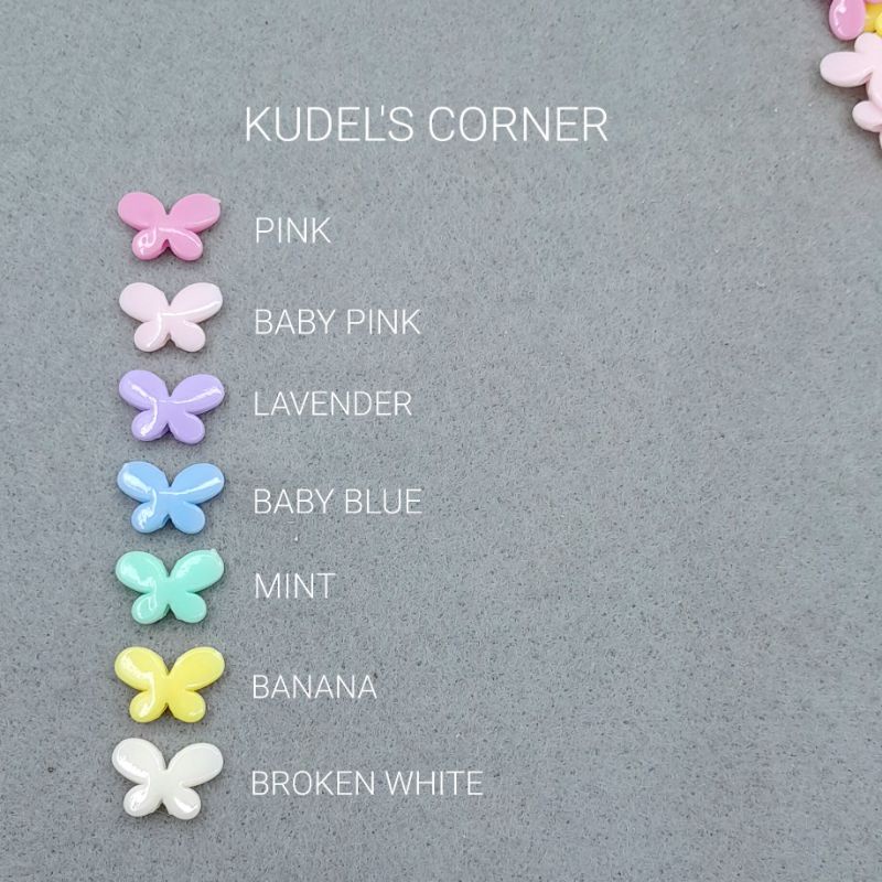 10gr/ 42pcs manik mote akrilik kupu-kupu mix pastel/ akrilik butterfly 10mmx15mm