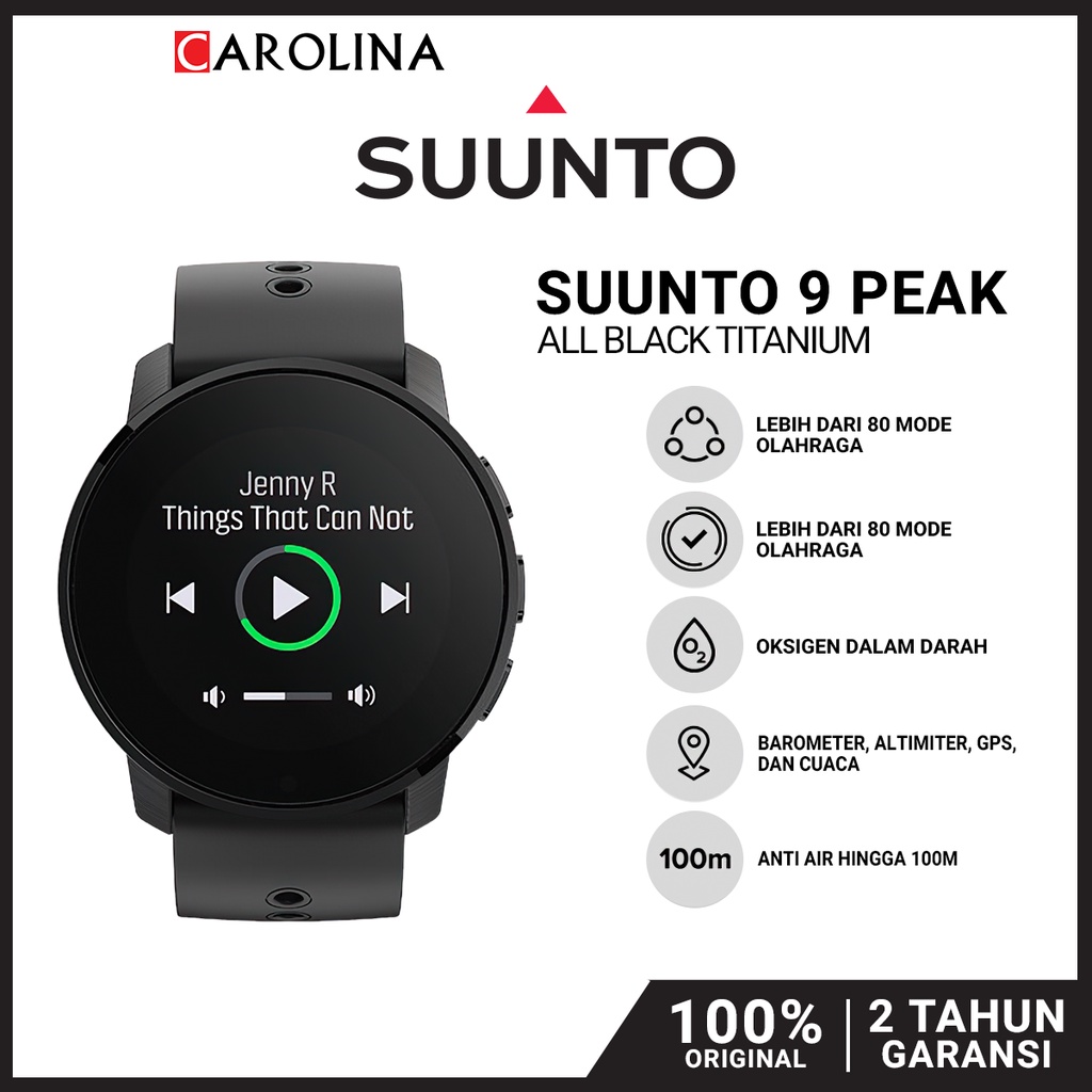 Jam Tangan Unisex SUUNTO SS050889000 Suunto 9 Peak All Black Titanium