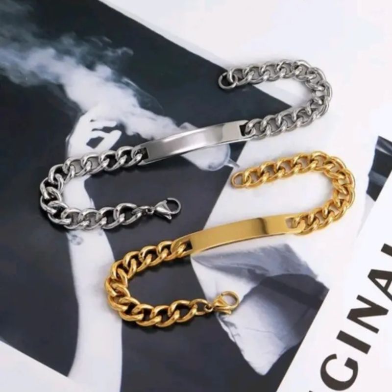 GELANG PRIA TITANIUM RANTAI PLAT STAINLEES STEEL