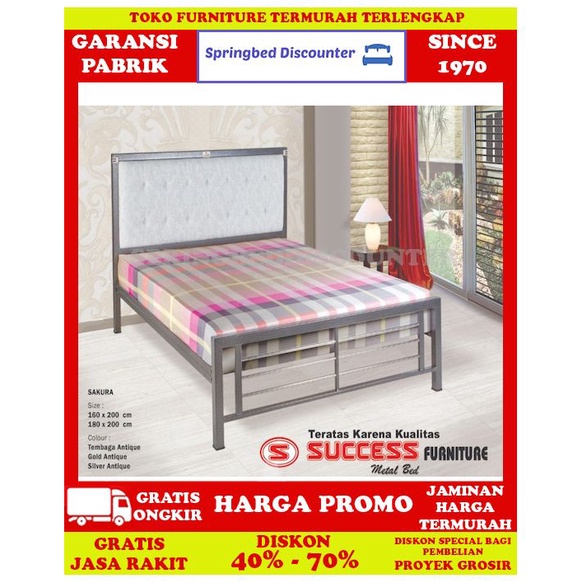 Ranjang Besi Tempat Tidur Dipan Divan Rangka Double Sakura 160x200