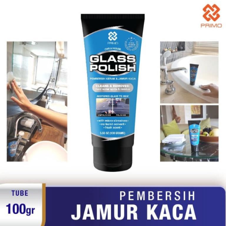 (L♪12❤) PRIMO GLASS POLISH Obat Poles Pembersih Kerak Jamur Kaca Mobil Karat Tube 100Gr 100 Gr Gram 