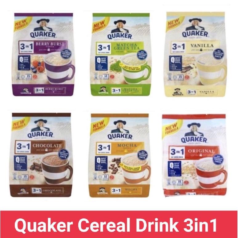 

Quaker Oat 3in1 Cereal Drink Coklat Vanilla Matcha Mocha Best Seller