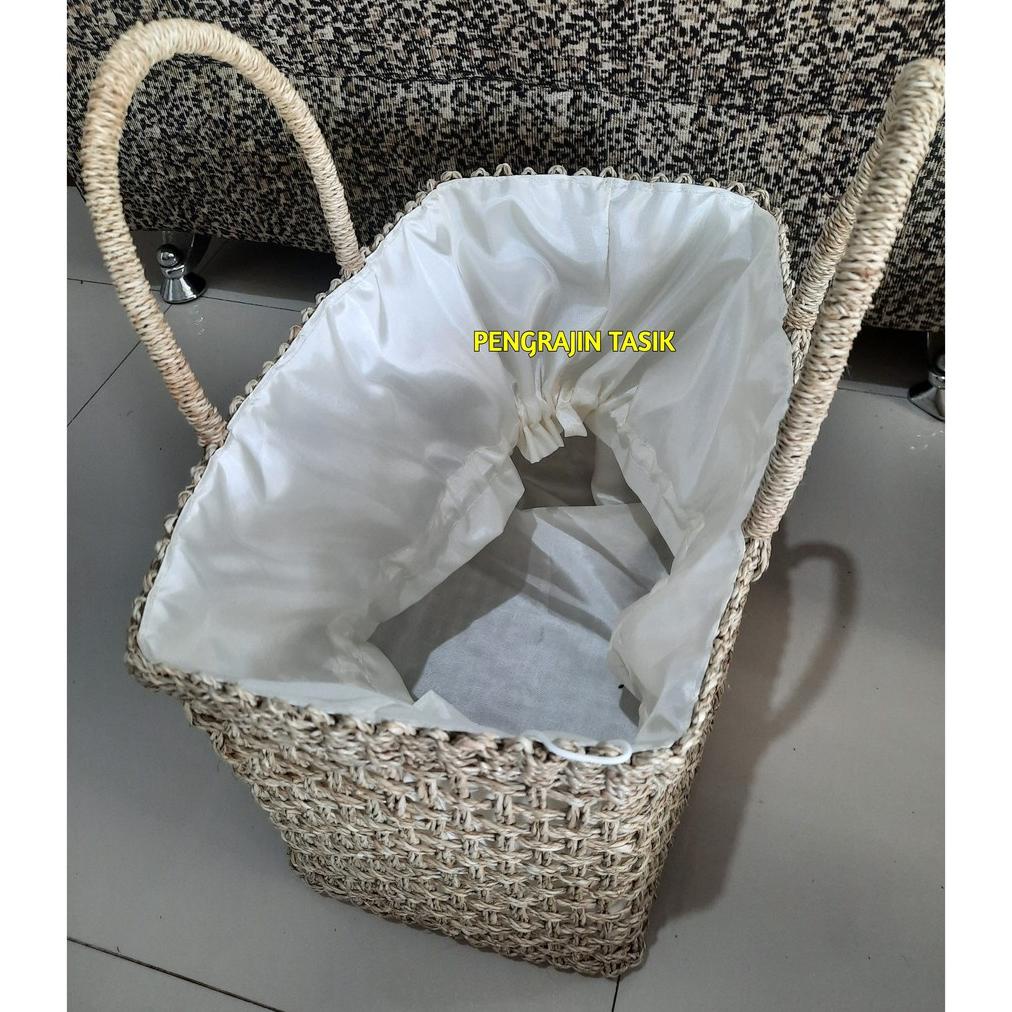 LAI206 Tas Pandan Lilit Rara Tas Anyaman Pandan Kotak Polos Natural *