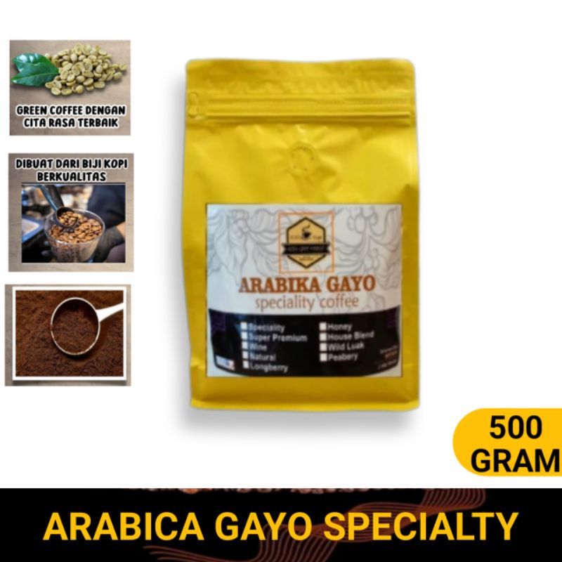 

KOPI ACEH GAYOH ARABICA 500gram BIJI HITAM BUBUK HALUS.