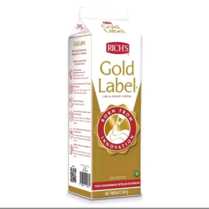 Rich Gold Label 907gr | Rich's Rich Non Dairy Whipping Cream 907 gram