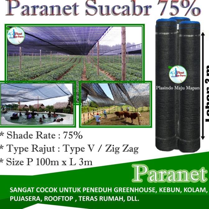 Jaring Paranet 75% Lebar 3 Meter - Shading Net 75% - Paranet 1 Roll - Jaring Hitam