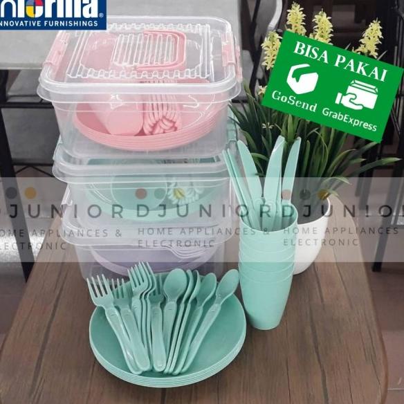 Informa - Piknik Set Peralatan Makan / Piring Set Plastik Tempat Makan