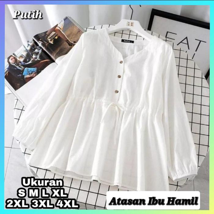 Terlaris Baju Hamil Dan Menyusui Atasan Wanita Blouse Busui Zaskia Tunik Putih