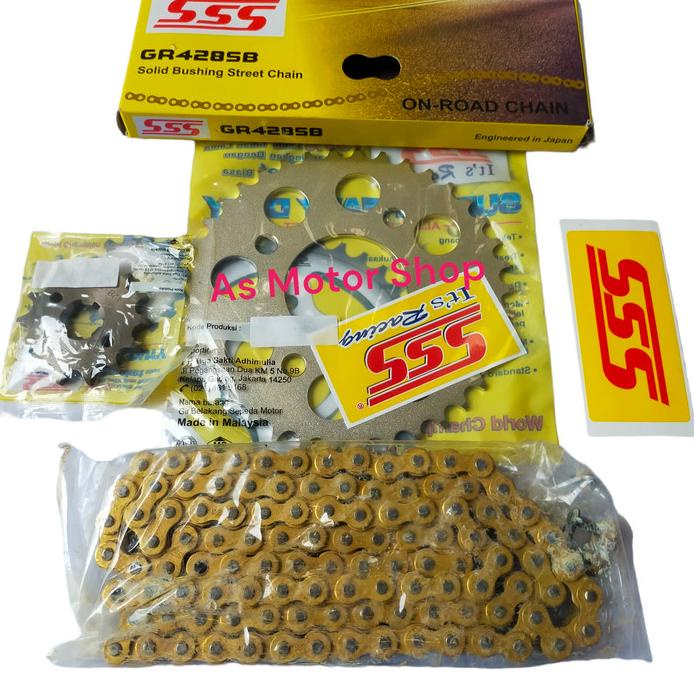 GEAR SET SSS 428 RANTAI GOLD SSS ORIGINAL CB150R CBR150R TIGER MEGAPRO REAL
