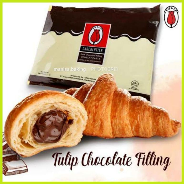 

TULIP FILLING PASTA 1 KG REPACK SELAI COKLAT ISIAN CROISANT BOMBOLONI PASTA TULIP Best Seller