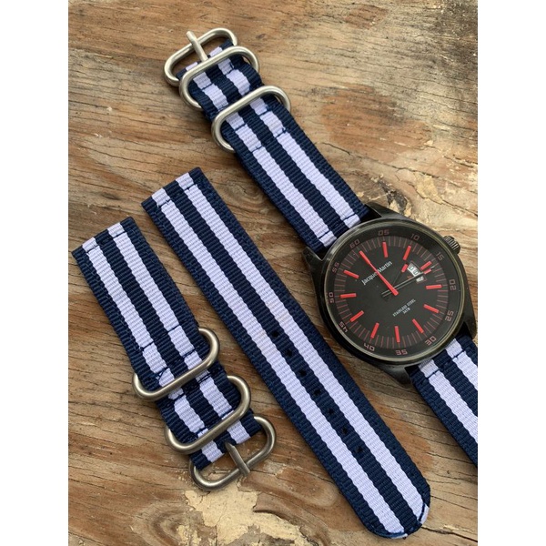 Strap tali jam tangan kanvas nato kombinasi 2 warna 22mm