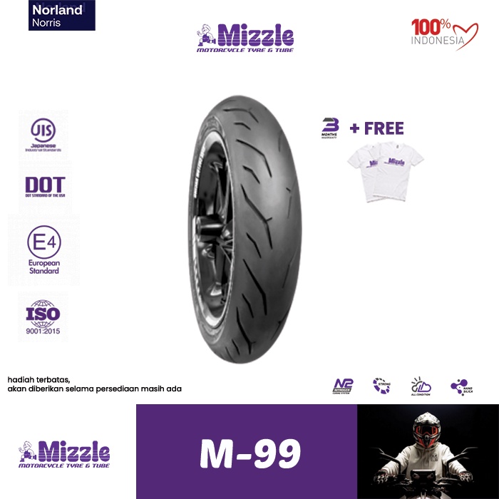 Ban Motor Mizzle M99 110/90-12 / 100/90-12  ring 12 beat, scoopy Tubeless matic Free Pentil