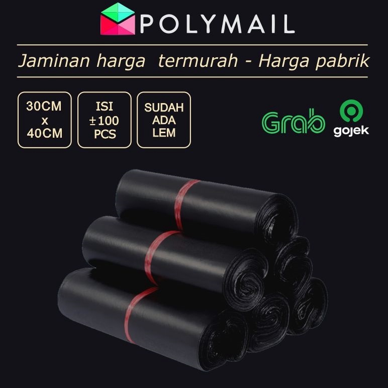 

BY77 POLYMAILER ±100PCS 30x40CM HITAM GLOSSY PLASTIK PACKING ✽Diskon