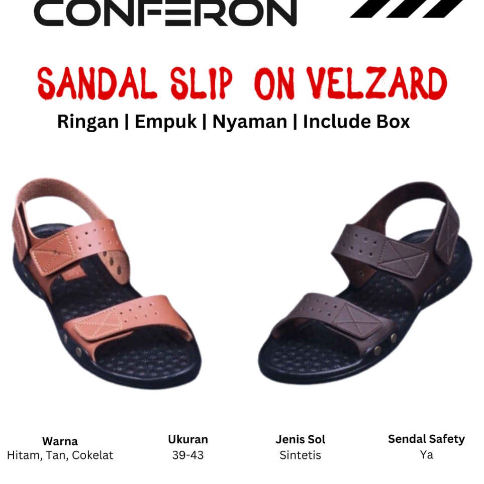[KODE KVED0] Conferon Sandal Gunung Pria Casual Velzard Warna Putih Hitam Coklat - 05